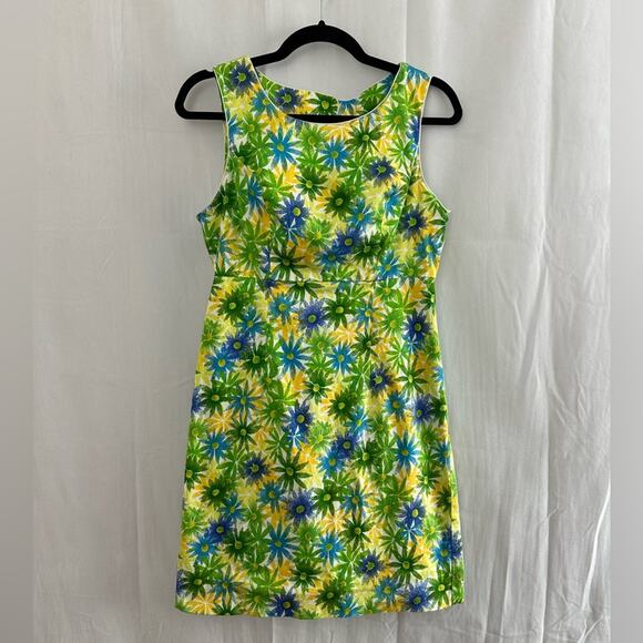 Kathy Van Zeeland Green & Blue Floral Mini Dress Womens Size Medium - Picture 1 of 6
